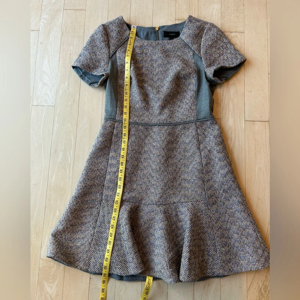 J. Crew Metallic Gray/Mixed Tweed Fit & Flare Dress Stretch E1568 Size 8